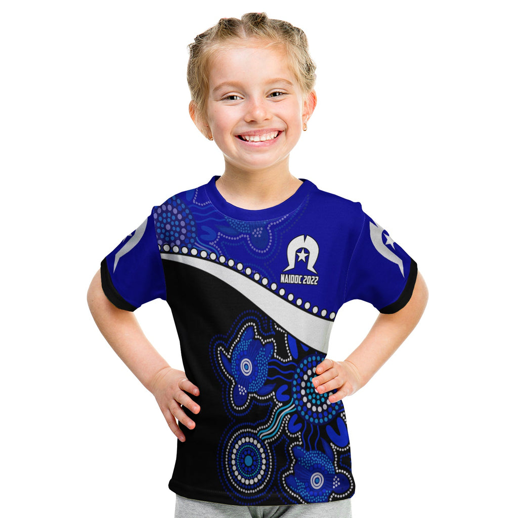 custom-personalised-naidoc-week-2022-t-shirt-kid-torres-strait-islander-version-blue-aboriginal-turtles