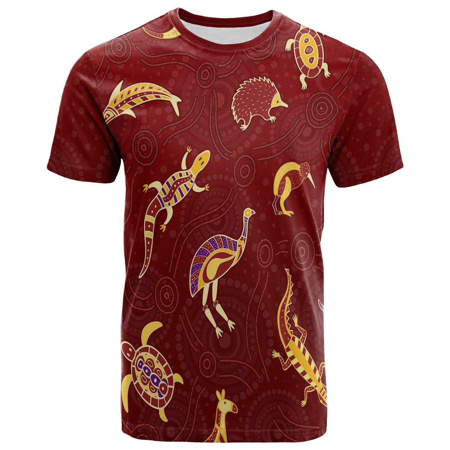 aboriginal-art-t-shirt-animals-australia-version-maroon