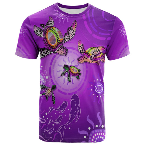 custom-personalised-australian-aboriginal-t-shirt-happy-turtle-family-version-purple
