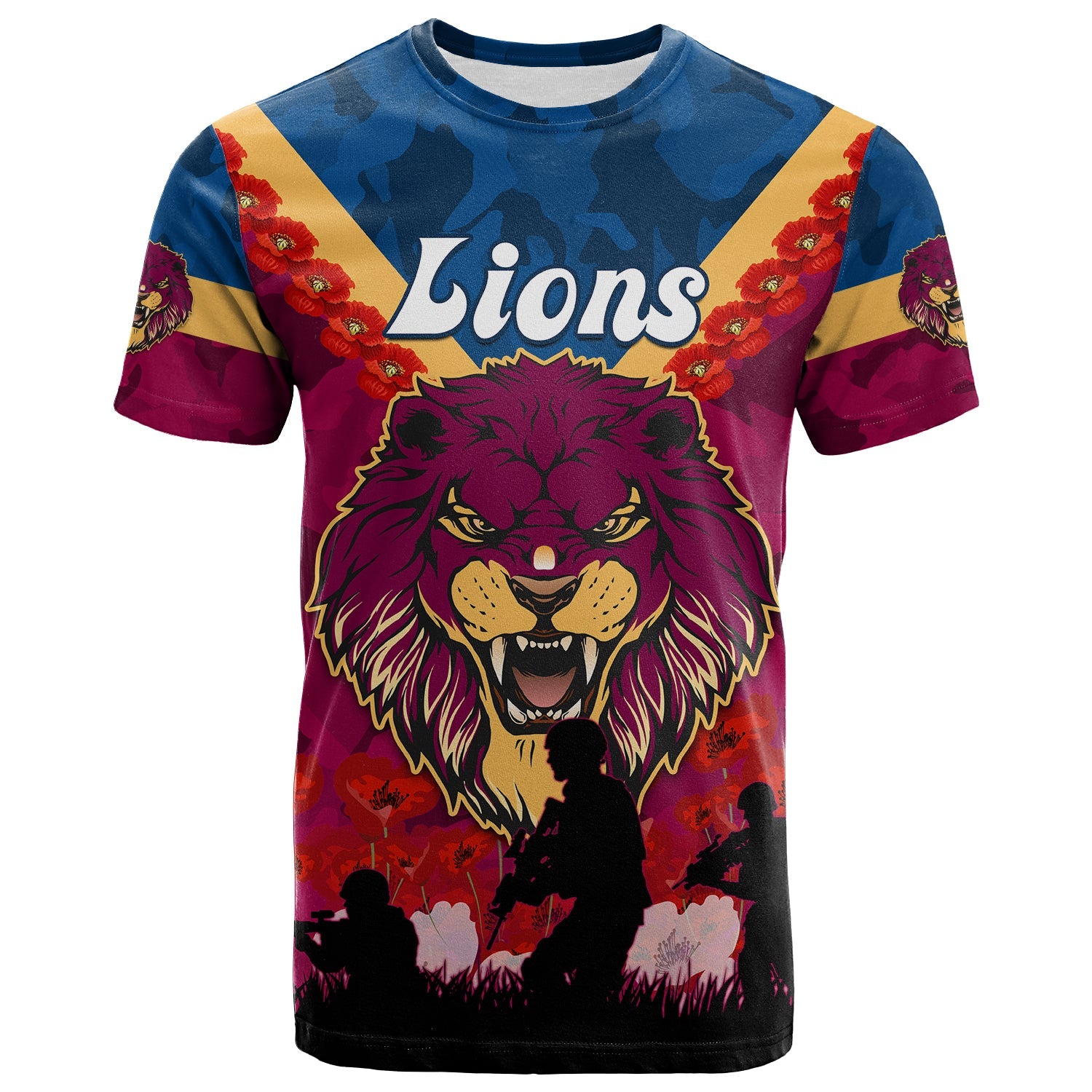 lions-anzac-2022-t-shirt-brisbane-brissie-poppy-flowers