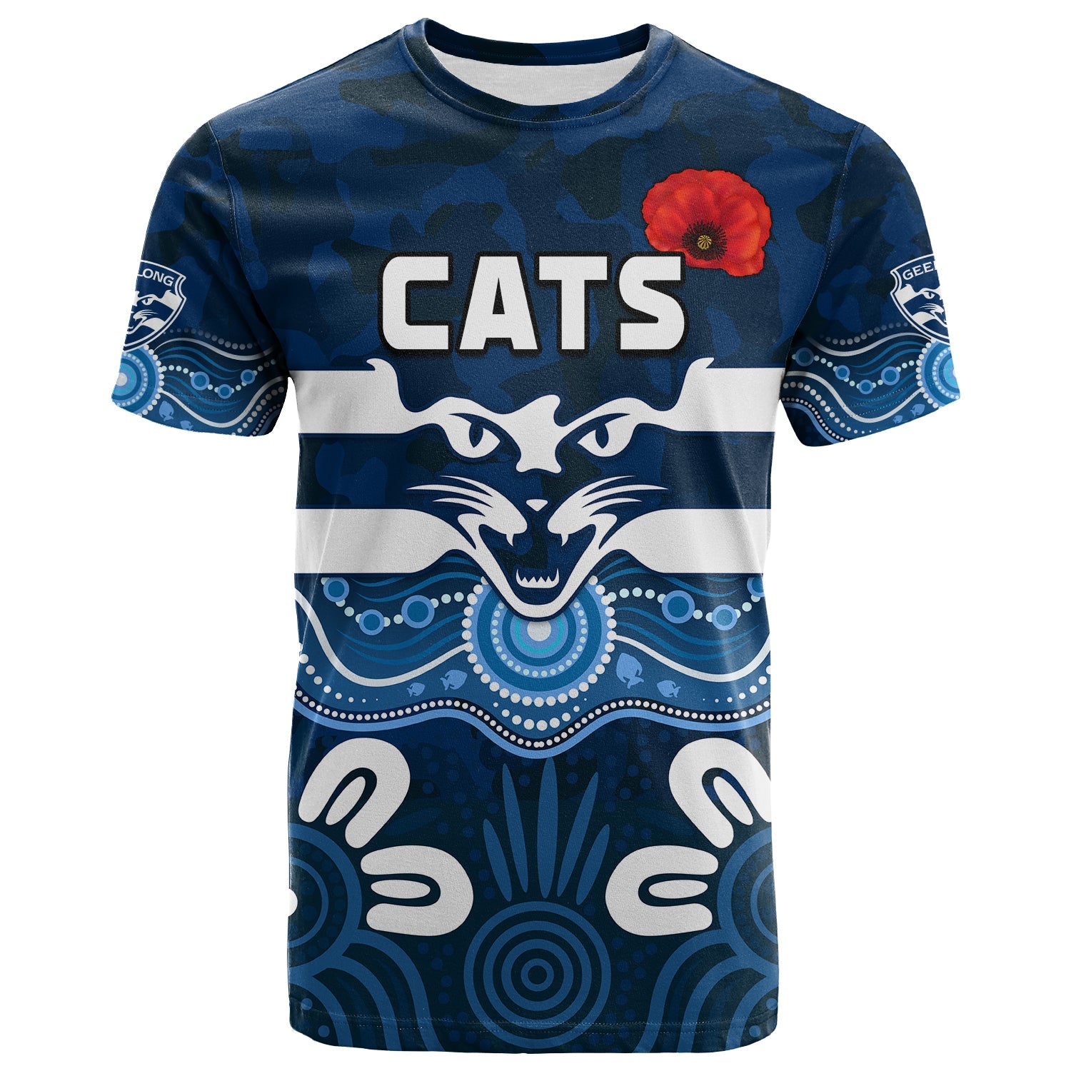 custom-text-and-number-cats-anzac-2022-t-shirt-geelong-football-aboriginal-poppy