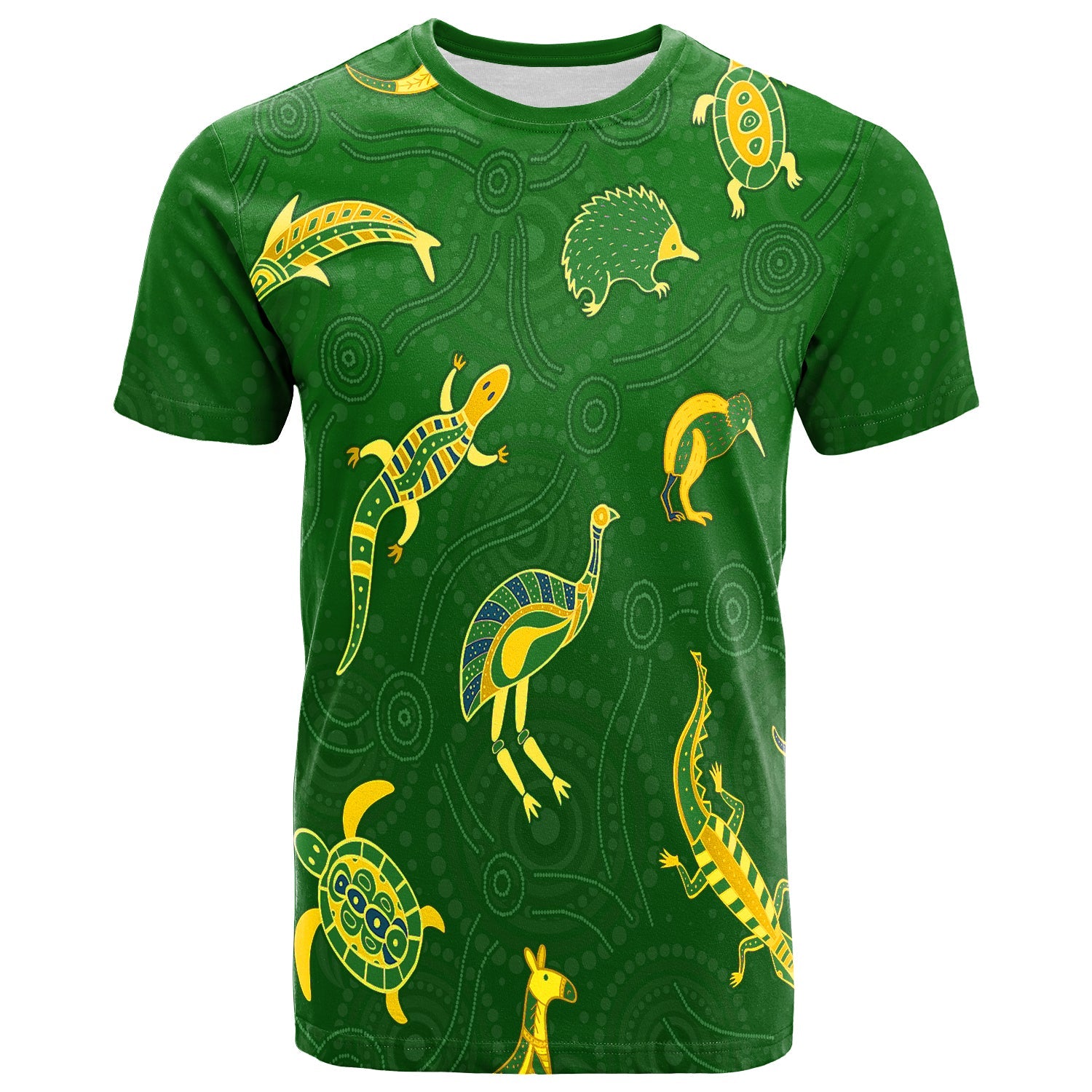 custom-personalised-aboriginal-art-t-shirt-animals-australia-version-green