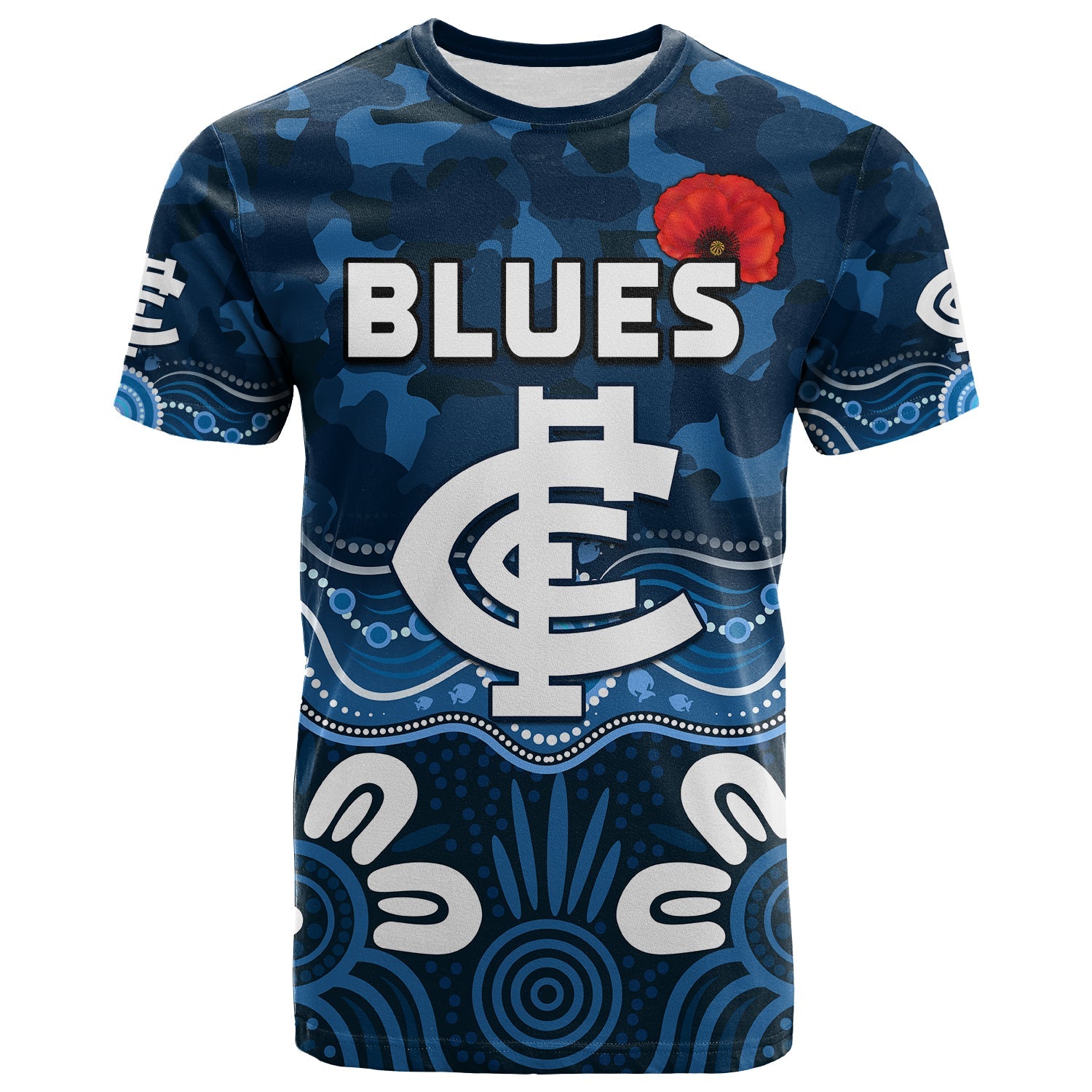 custom-text-and-number-blues-anzac-2022-t-shirt-carlton-football-aboriginal-poppy