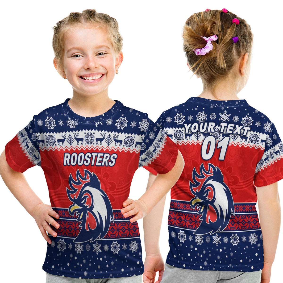 custom-personalised-sydney-roosters-t-shirt-kid-christmas-simple-style-blue