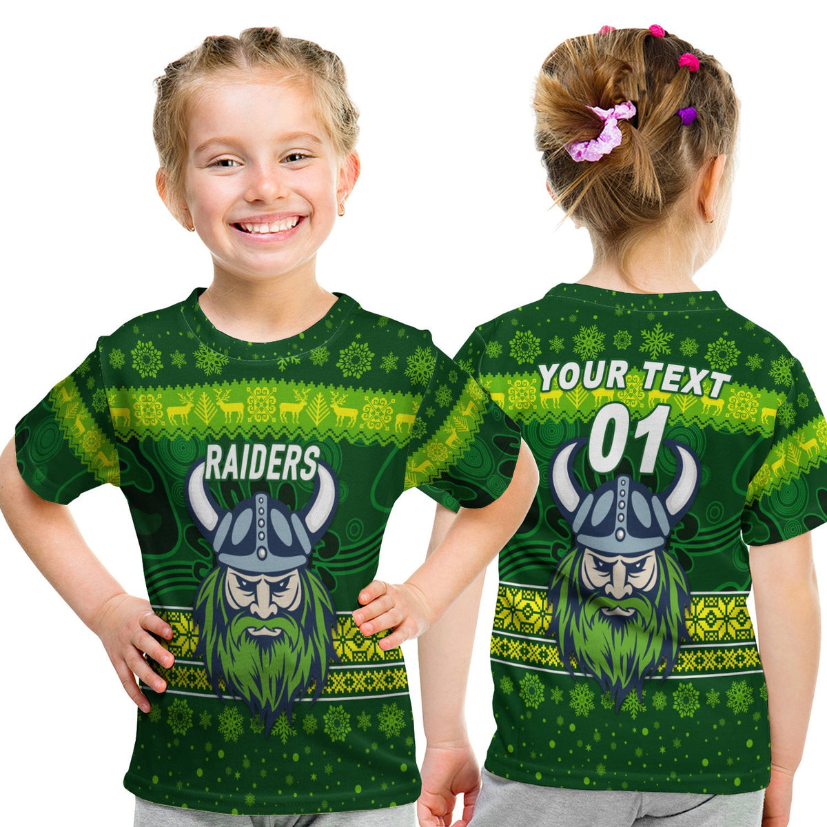 custom-personalised-canberra-raiders-t-shirt-kid-christmas-simple-style-dark-green