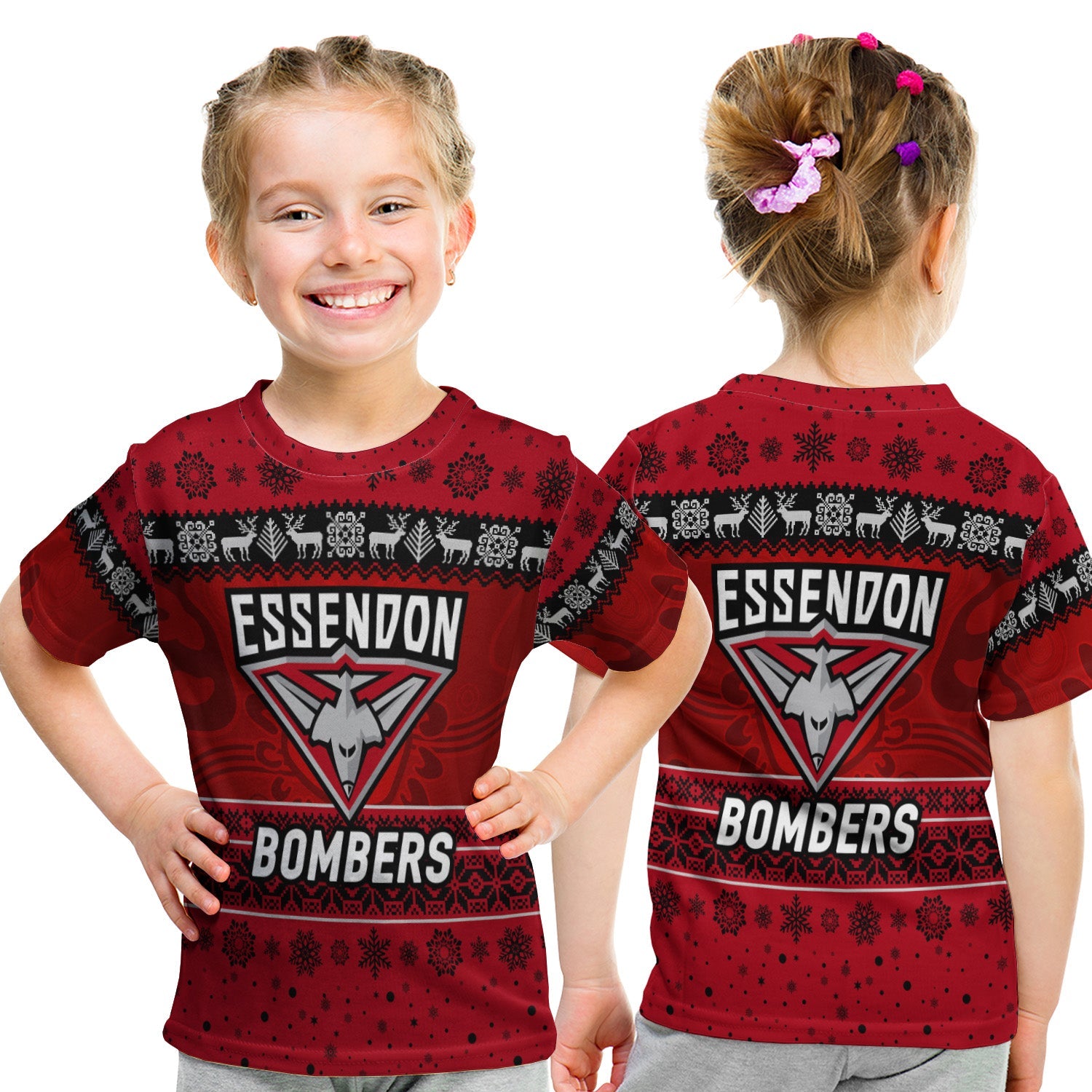 essendon-bombers-t-shirt-kid-christmas-simple-style-red