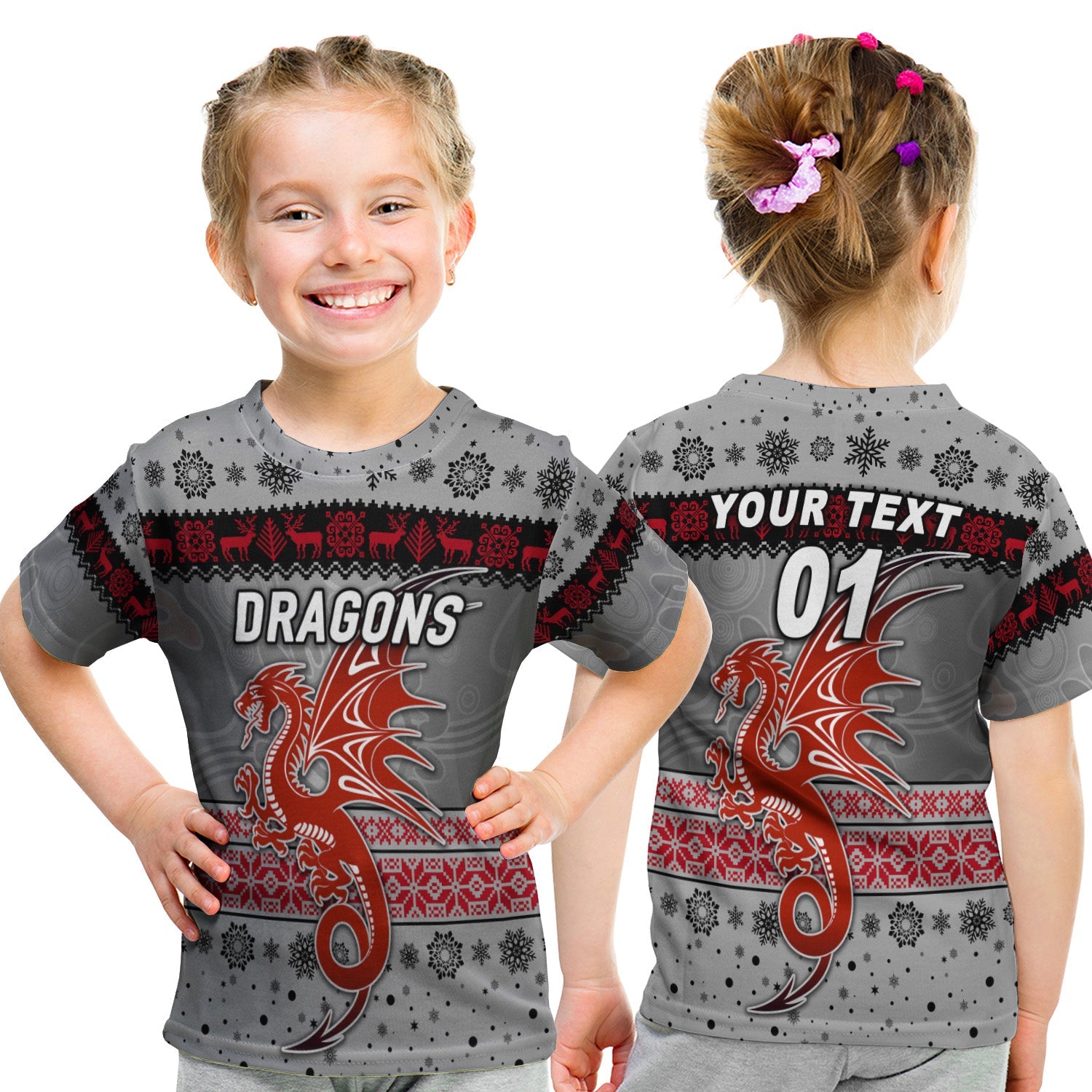 custom-personalised-st-george-illawarra-dragons-t-shirt-kid-christmas-simple-style-grey