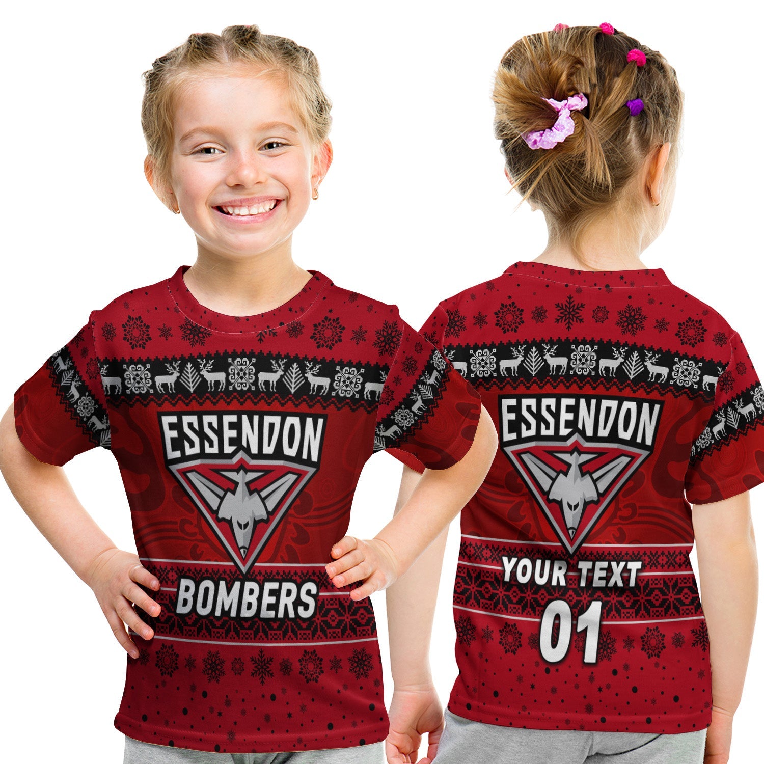 custom-personalised-essendon-bombers-t-shirt-kid-christmas-simple-style-red