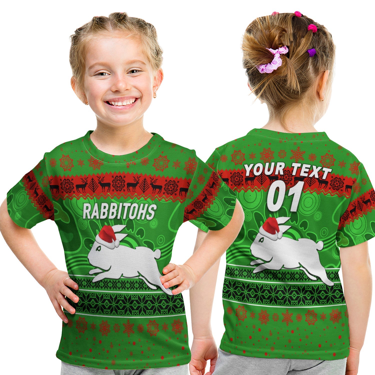 custom-personalised-south-sydney-rabbitohs-t-shirt-kid-christmas-simple-style-green
