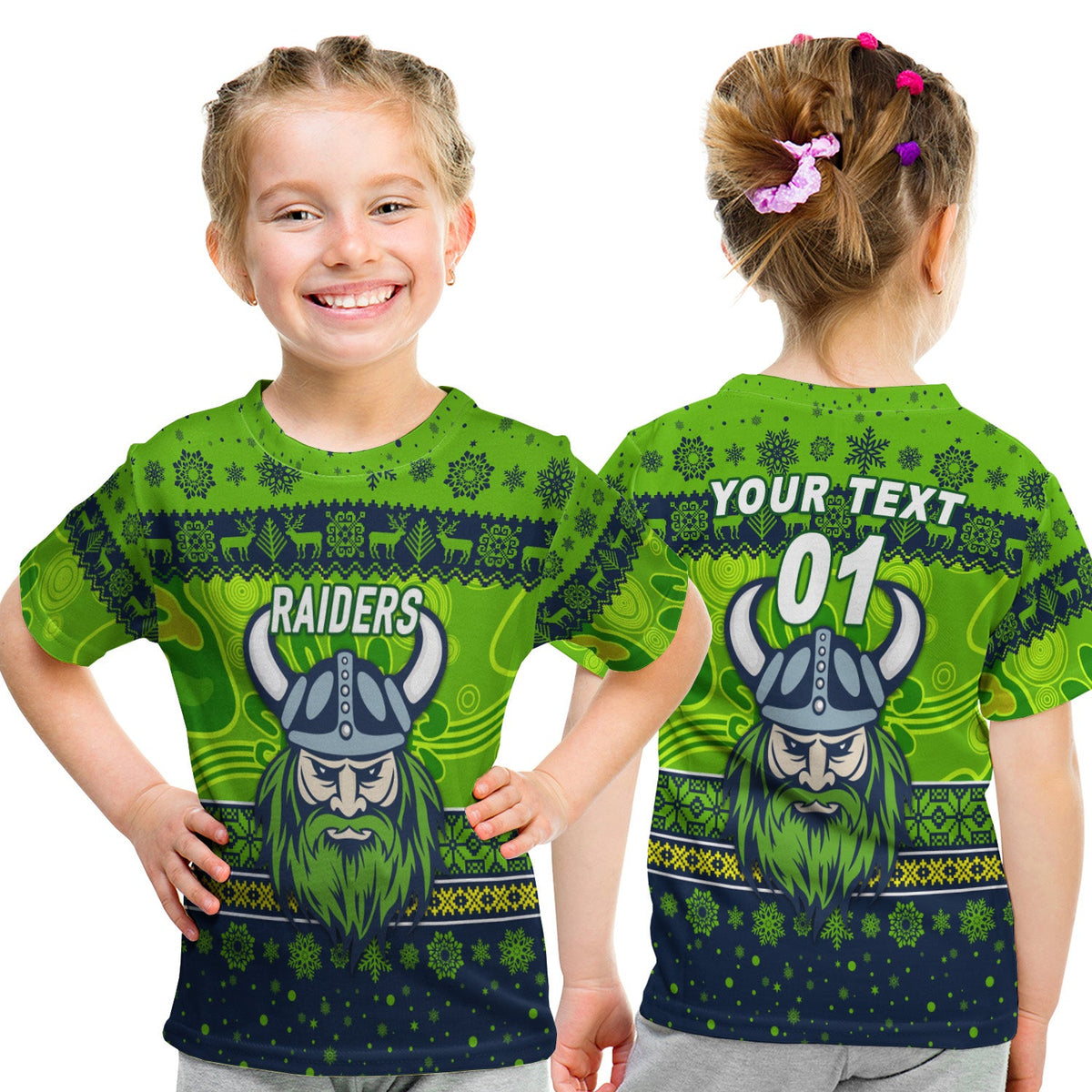 custom-personalised-canberra-raiders-t-shirt-kid-christmas-simple-style-navy-green