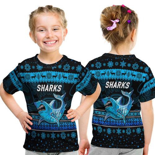 cronulla-sutherland-sharks-t-shirt-kid-christmas-simple-style-black