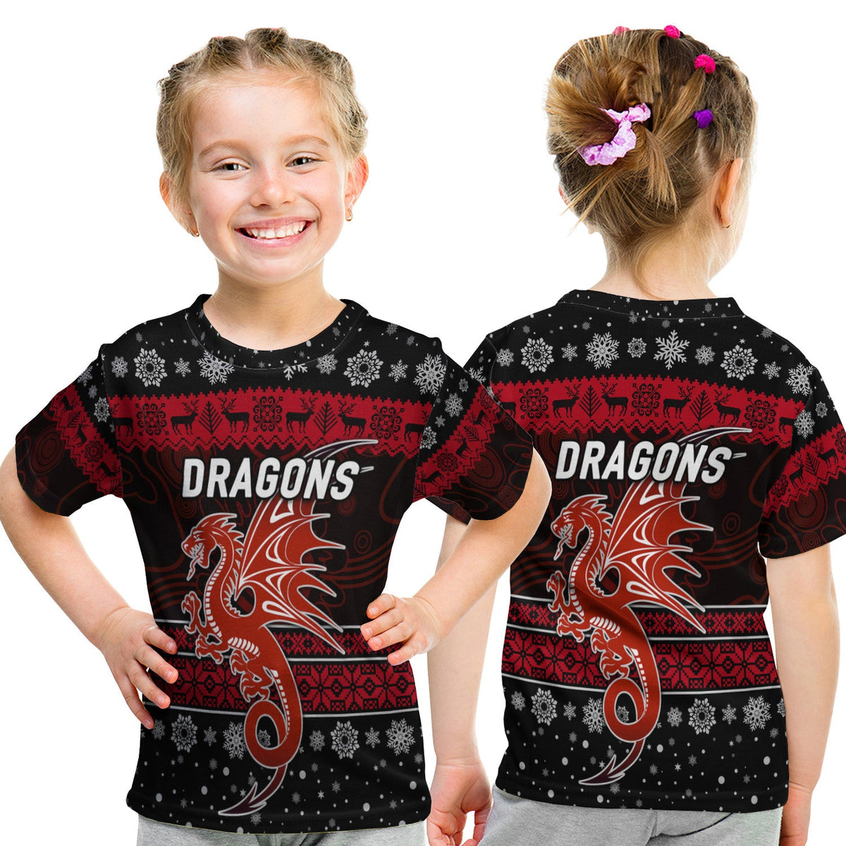 st-george-illawarra-dragons-t-shirt-kid-christmas-simple-style-black