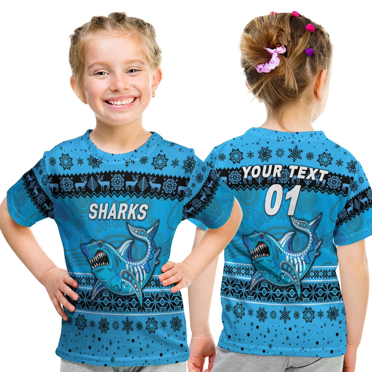 custom-personalised-cronulla-sutherland-sharks-t-shirt-kid-christmas-simple-style-blue
