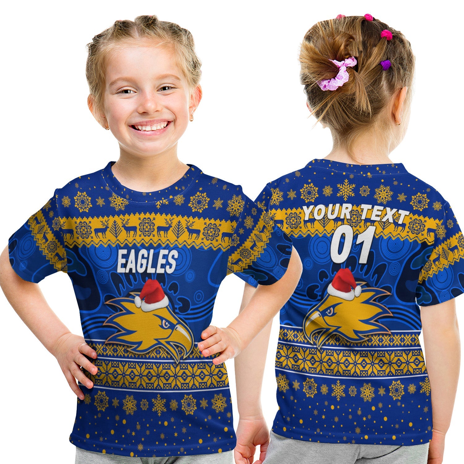 custom-personalised-west-coast-eagles-t-shirt-kid-christmas-simple-style-blue