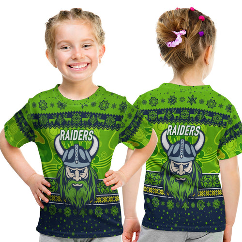 canberra-raiders-t-shirt-kid-christmas-simple-style-navy-green