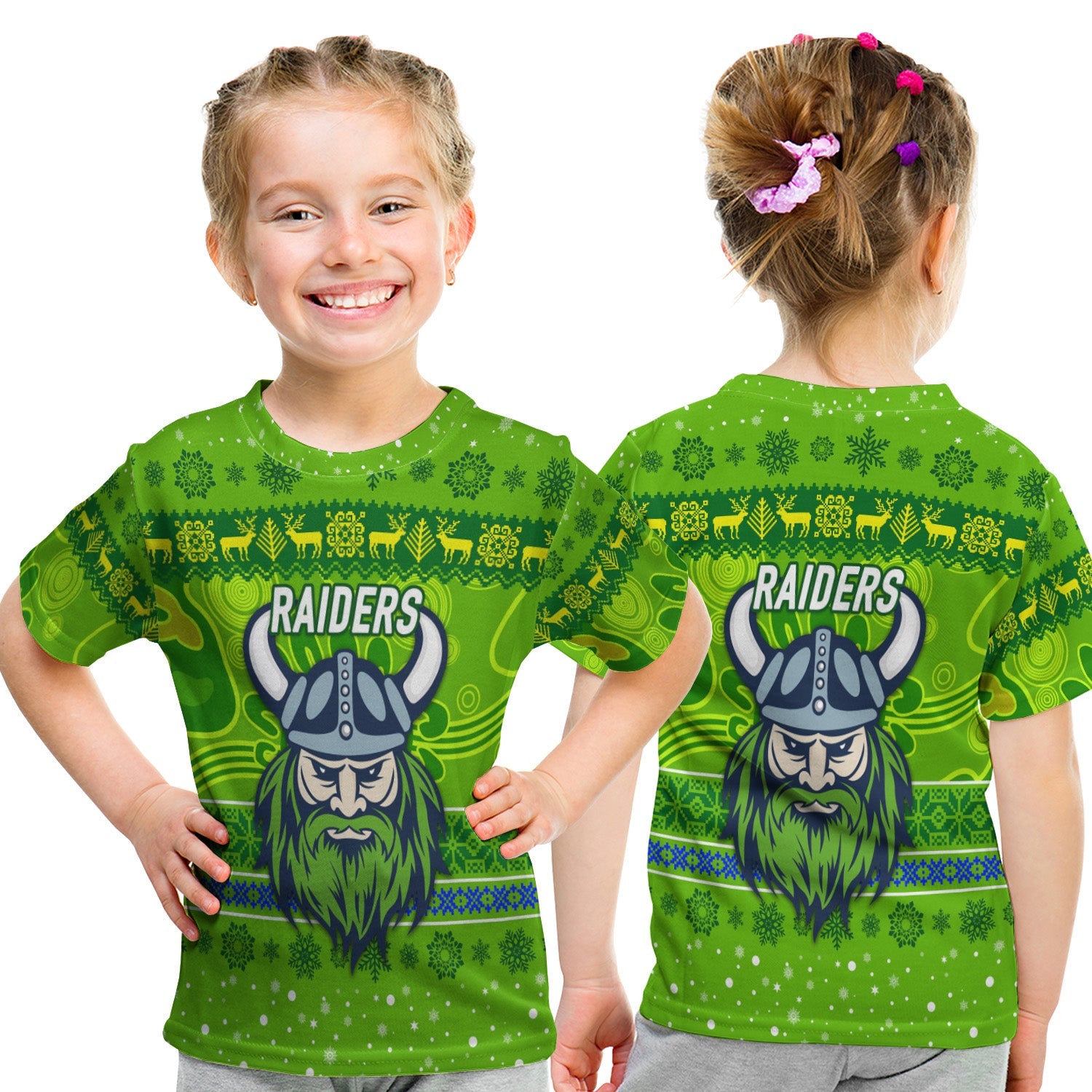 canberra-raiders-t-shirt-kid-christmas-simple-style-green