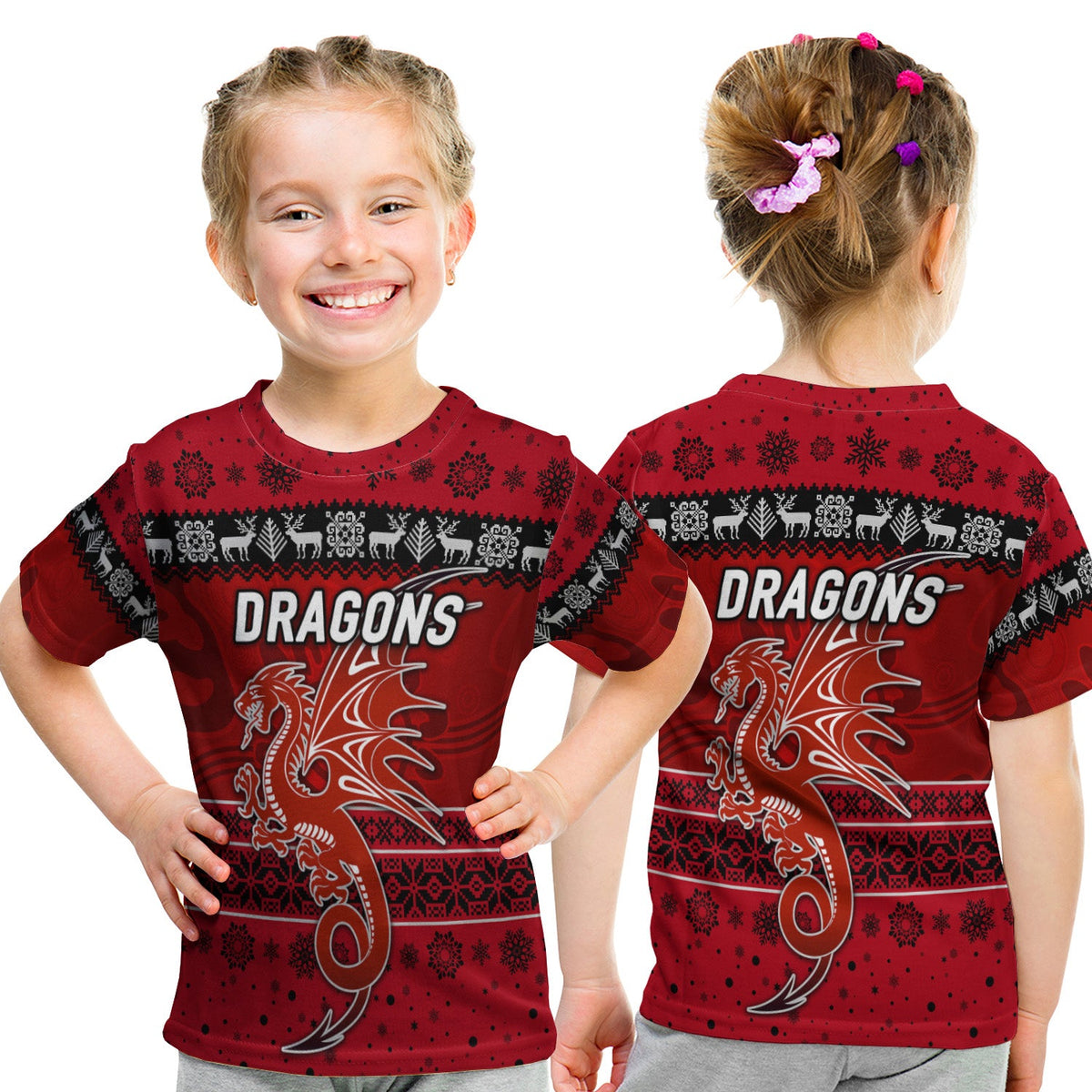 st-george-illawarra-dragons-t-shirt-kid-christmas-simple-style-red