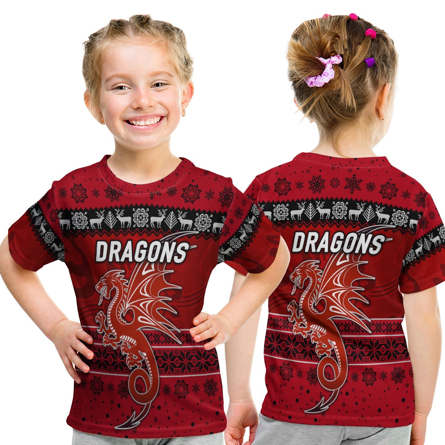 st-george-illawarra-dragons-t-shirt-kid-christmas-simple-style-red