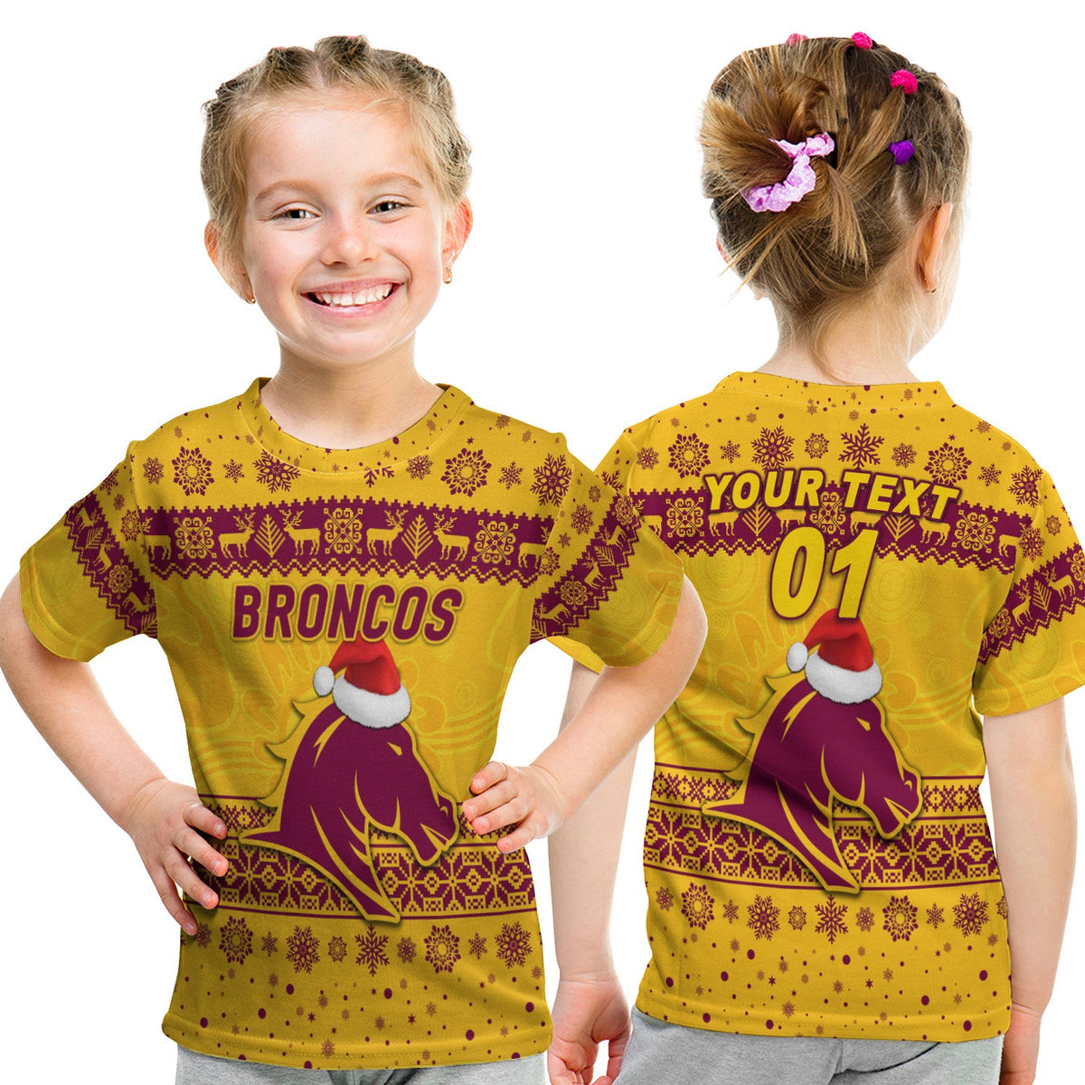 custom-personalised-brisbane-broncos-t-shirt-kid-christmas-simple-style-gold