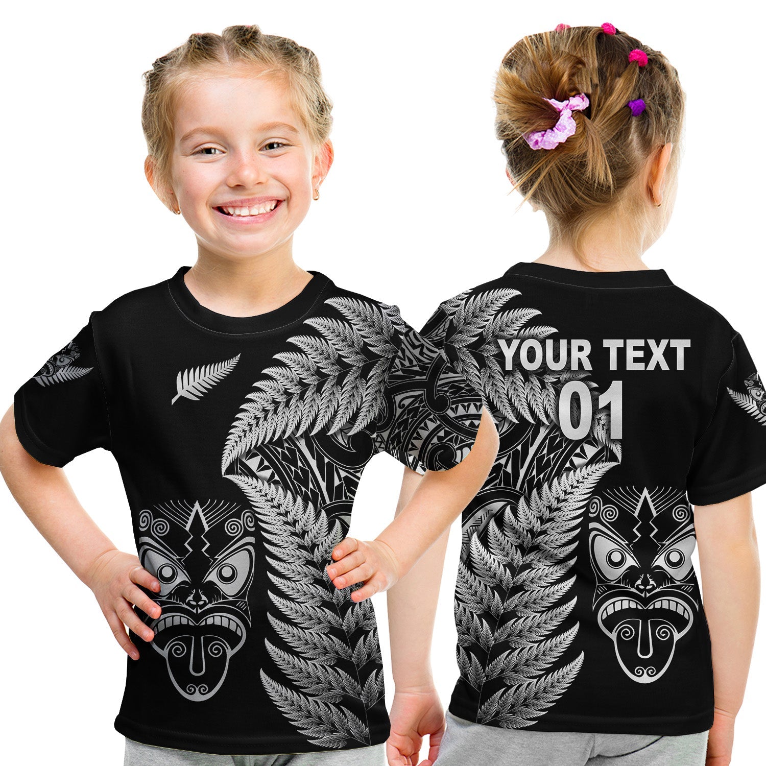 custom-personalised-new-zealand-haka-rugby-maori-t-shirt-kid-silver-fern-vibes-black