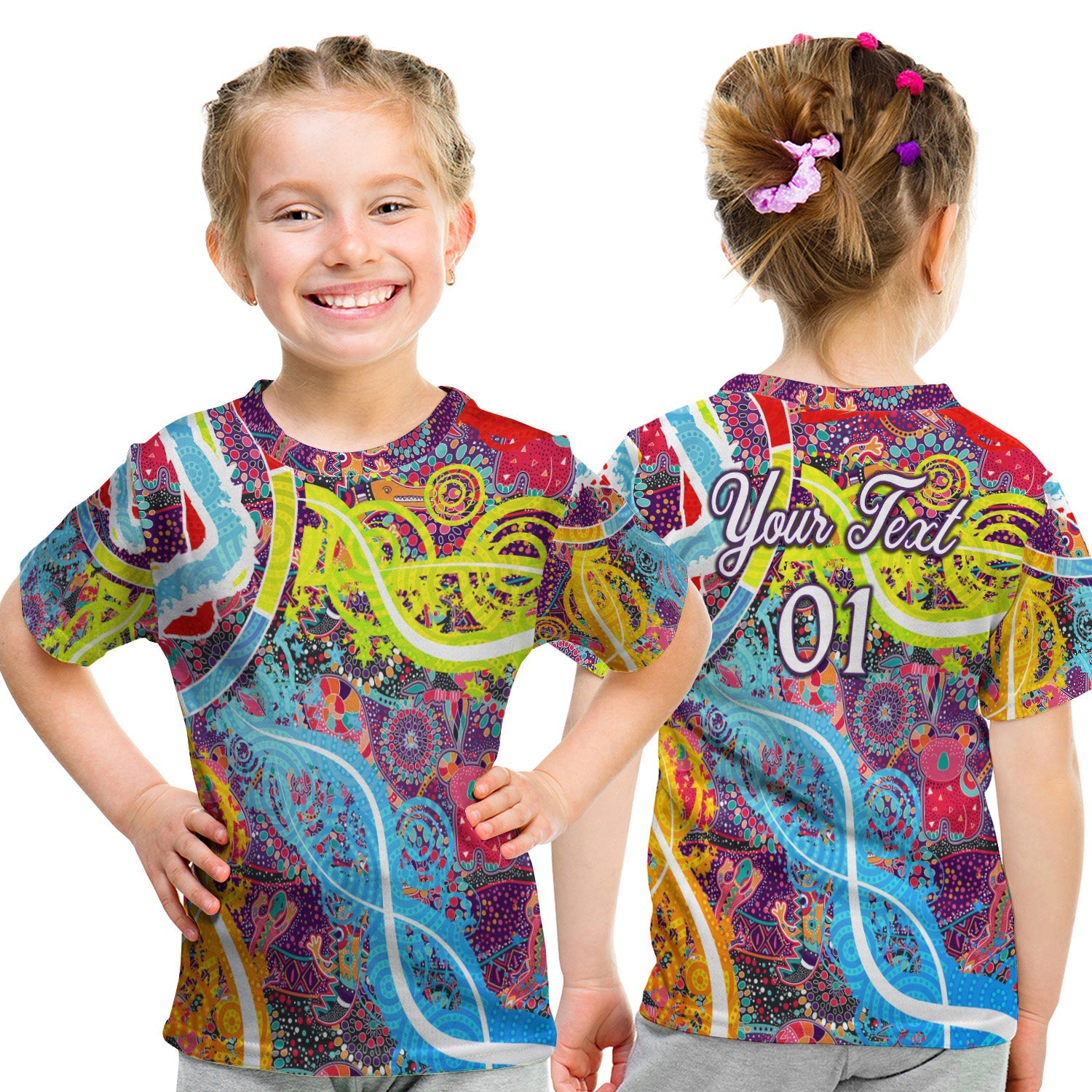 custom-personalised-aboriginal-art-colorful-vibes-t-shirt-kid-indigenous