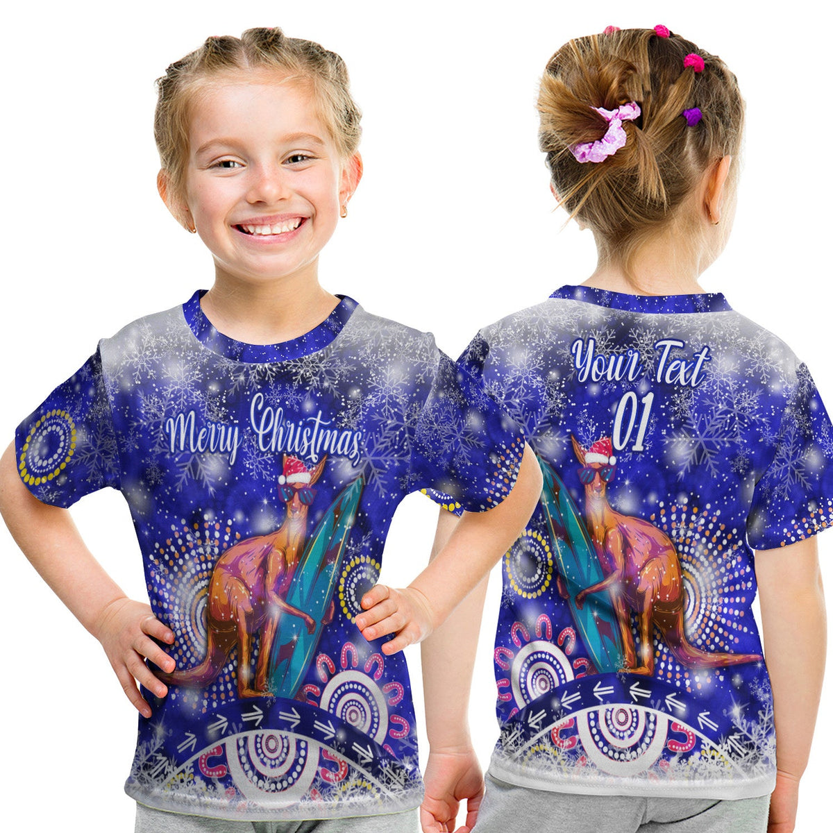 custom-personalised-australian-kangaroo-christmas-t-shirt-kid-original-style-blue