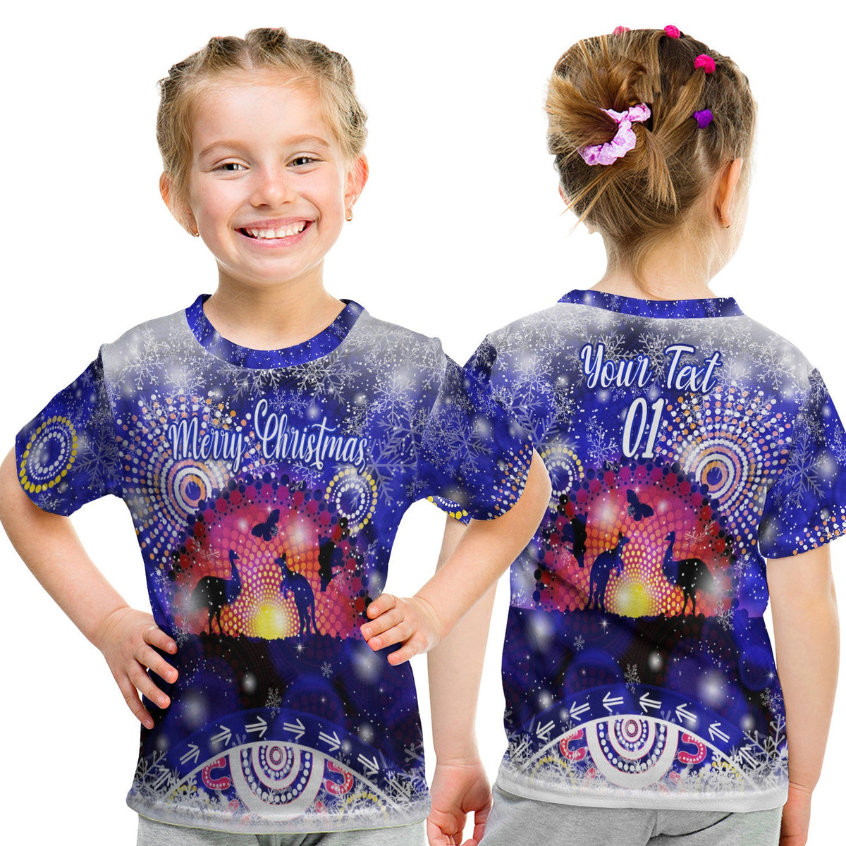 custom-personalised-australian-indigenous-flag-christmas-t-shirt-kid-original-style-blue
