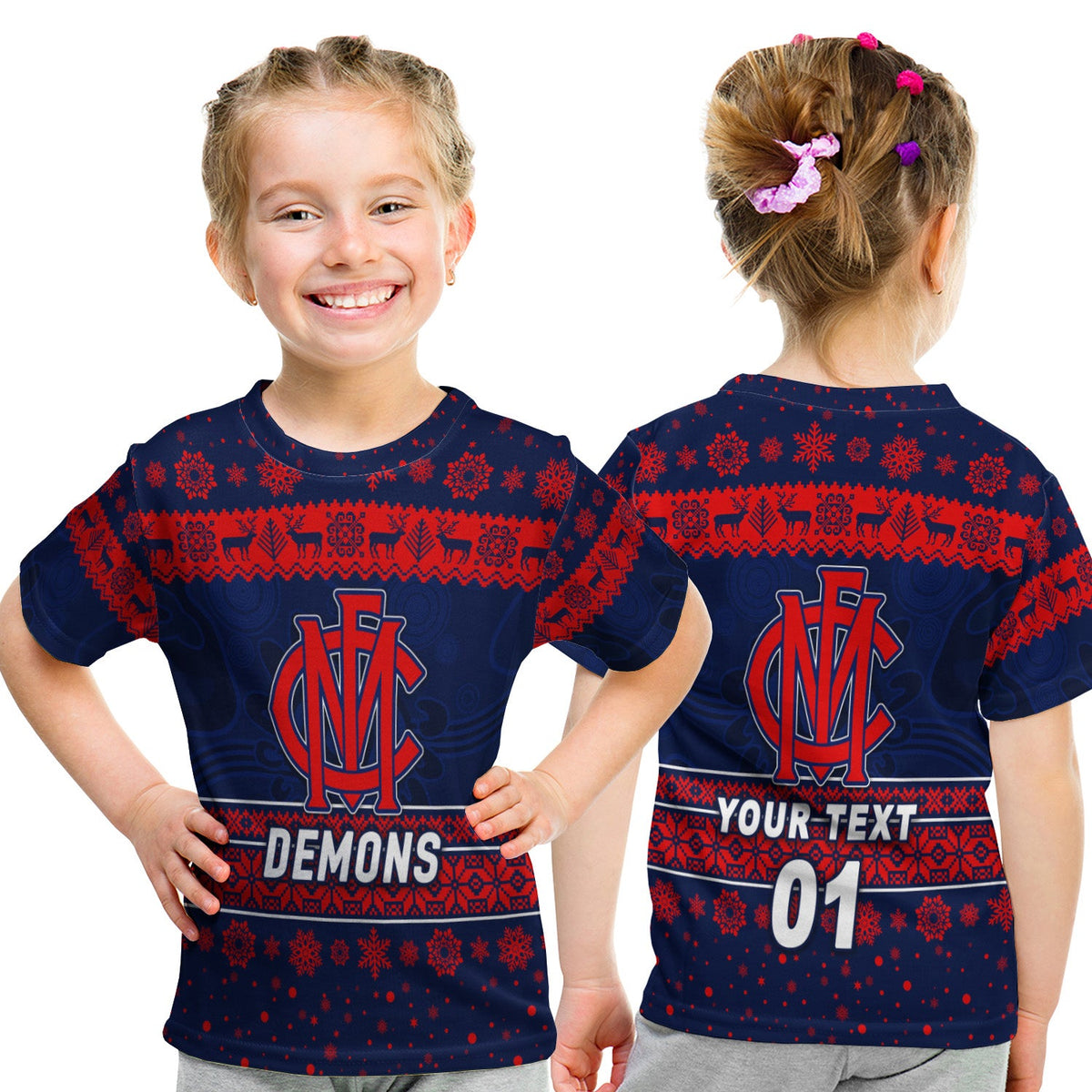 custom-personalised-melbourne-demons-t-shirt-kid-christmas-simple-style