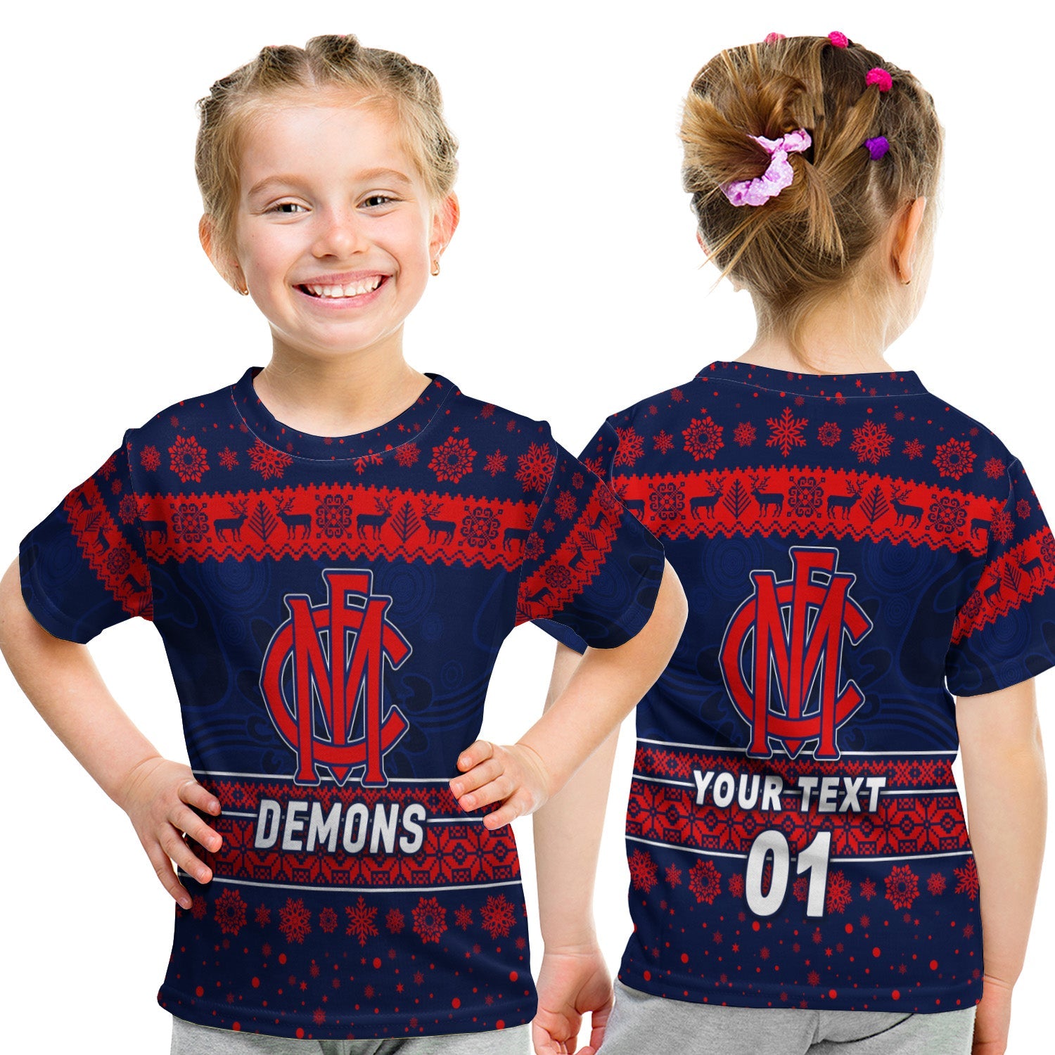 custom-personalised-melbourne-demons-t-shirt-kid-christmas-simple-style