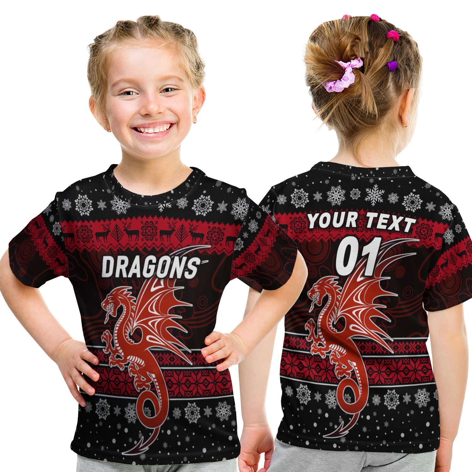 custom-personalised-st-george-illawarra-dragons-t-shirt-kid-christmas-simple-style-black