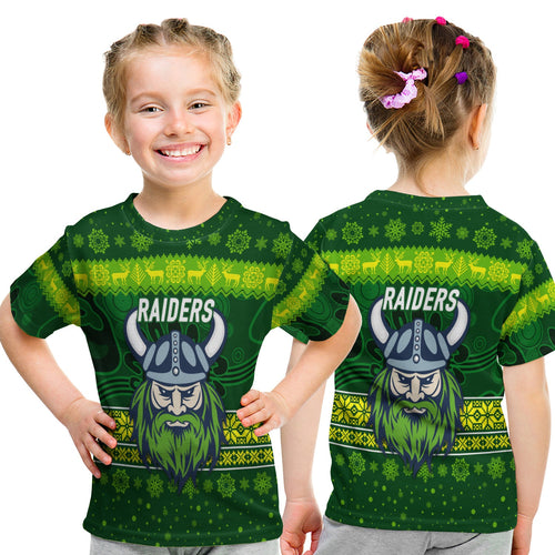 canberra-raiders-t-shirt-kid-christmas-simple-style-dark-green