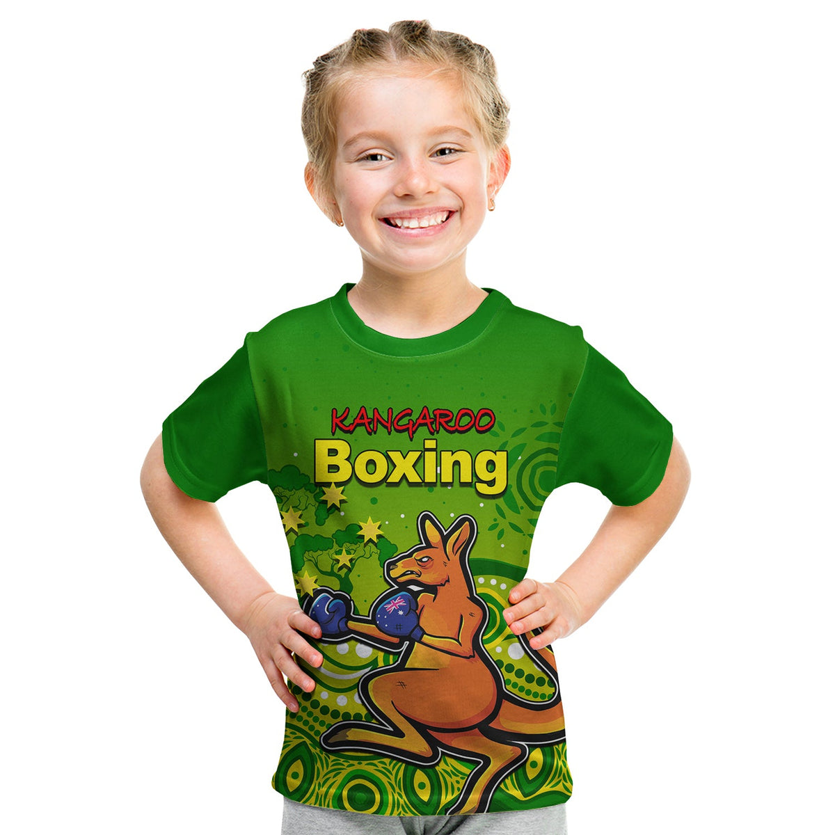 (Custom Personalised) Kangaroo Boxing T Shirt KID Aboriginal