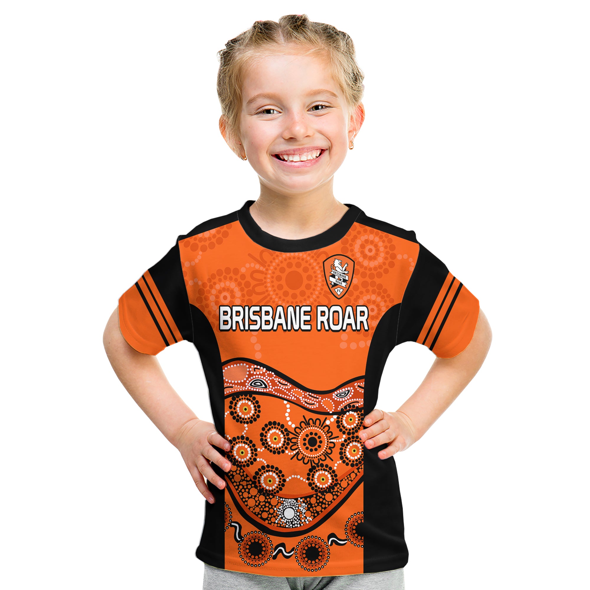 (Custom Personalised) Brisbane Roar Soccer T Shirt Aboriginal LT9