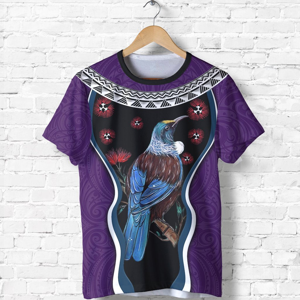 new-zealand-tui-bird-t-shirt-pohutukawa-purple