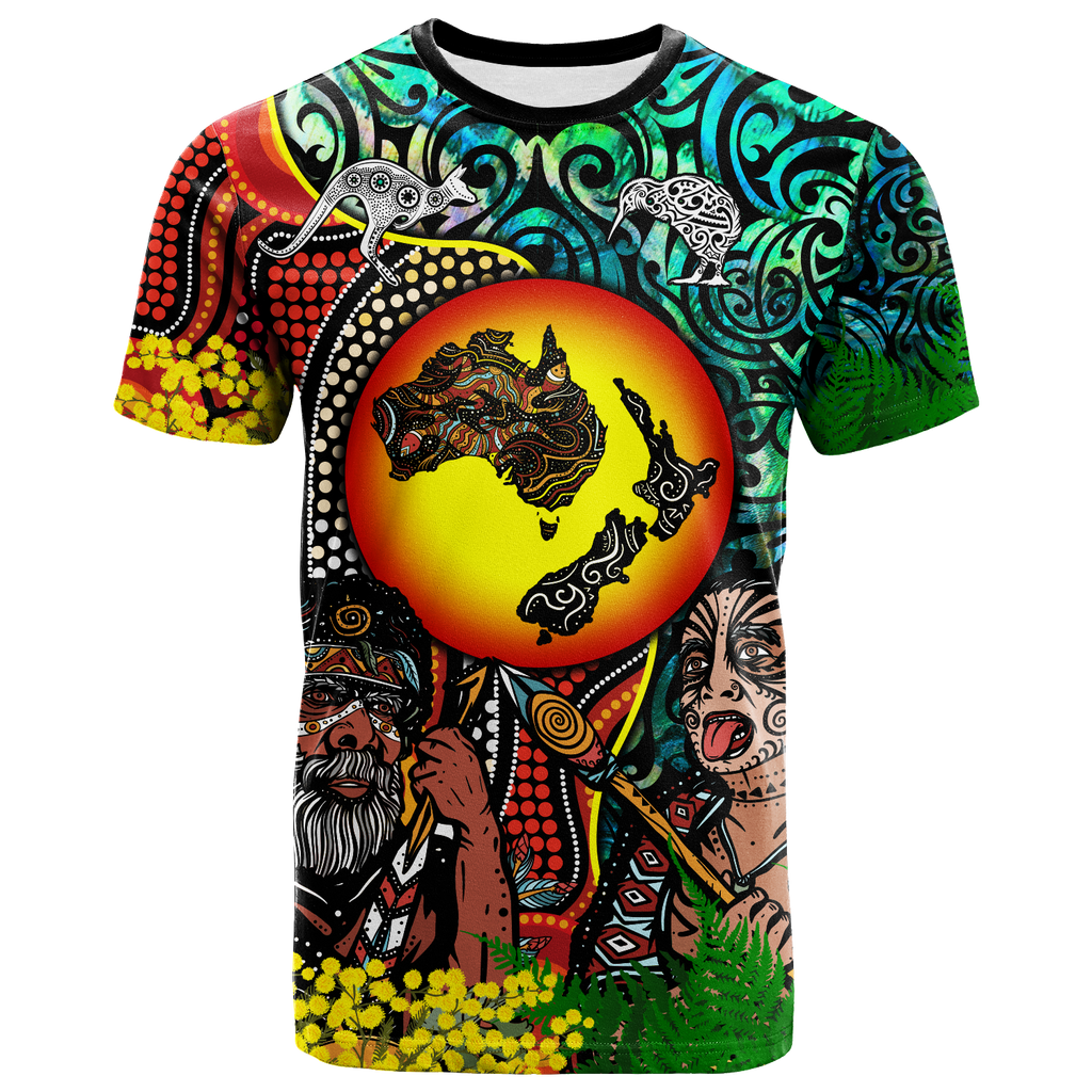 Australia Aboriginal Kangaroo Combine New Zealand Maori Kiwi Bird T Shirt - LT2