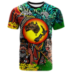 Australia Aboriginal Kangaroo Combine New Zealand Maori Kiwi Bird T Shirt - LT2
