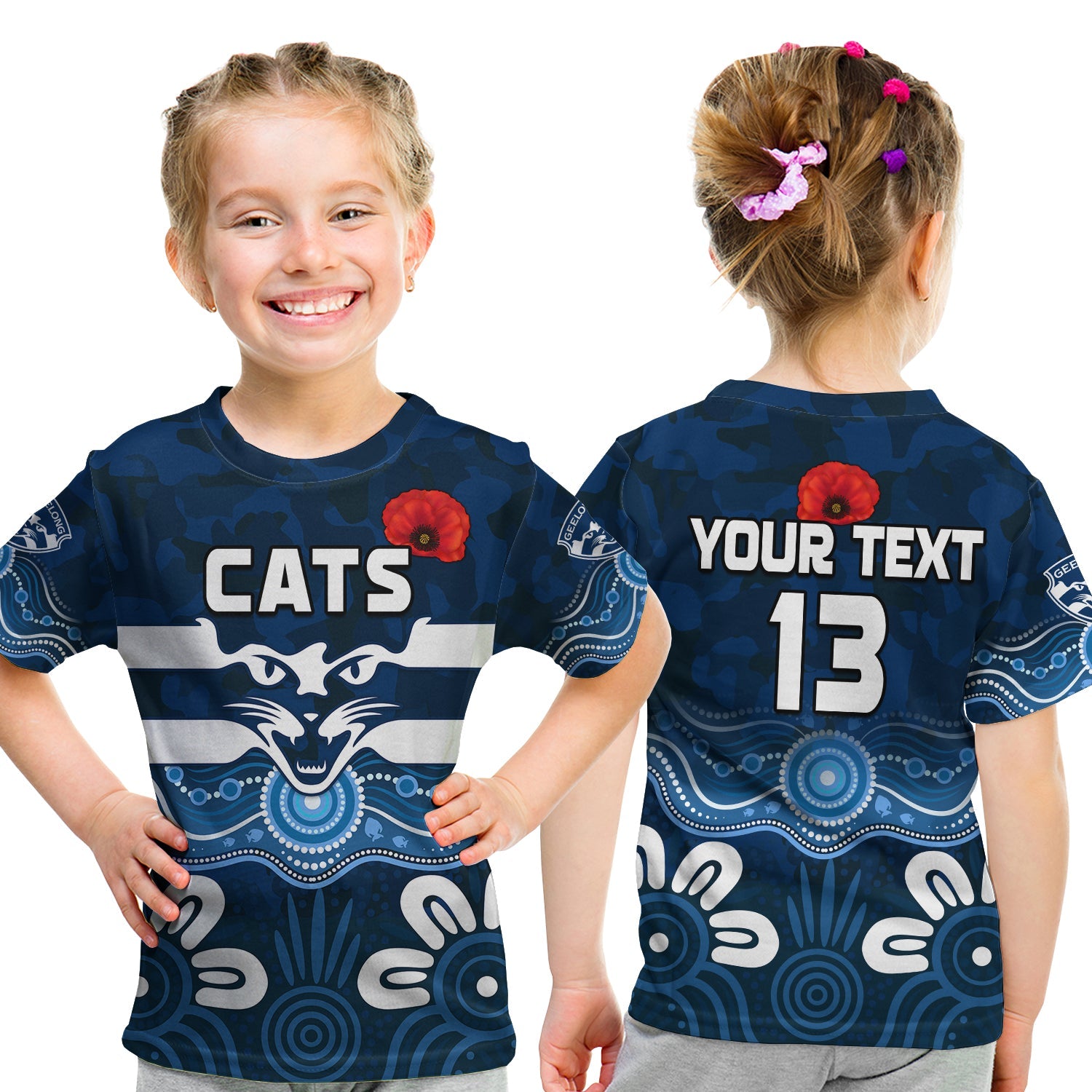 custom-text-and-number-cats-anzac-2022-t-shirt-kid-geelong-football-aboriginal-poppy