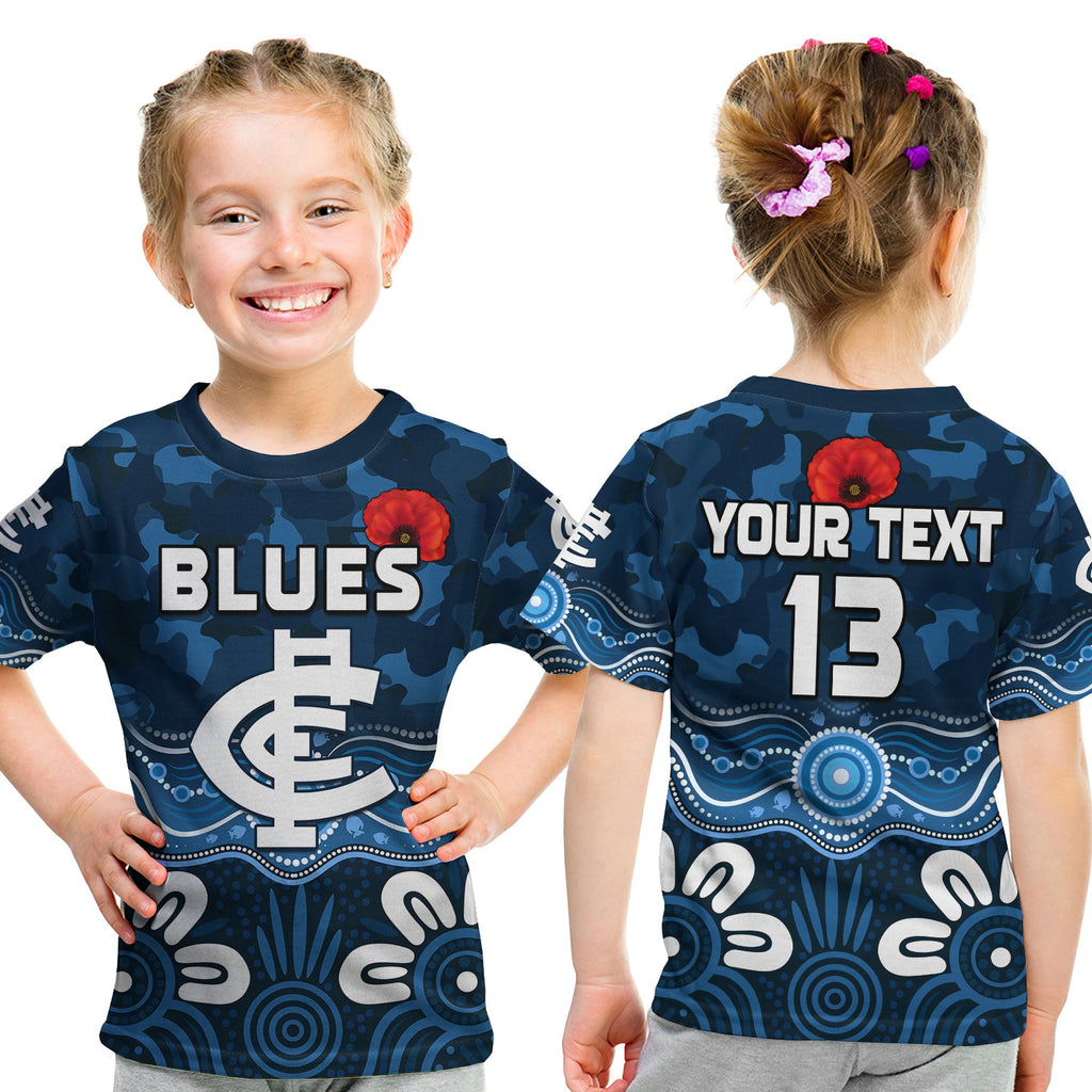 custom-text-and-number-blues-anzac-2022-t-shirt-kid-carlton-football-aboriginal-poppy