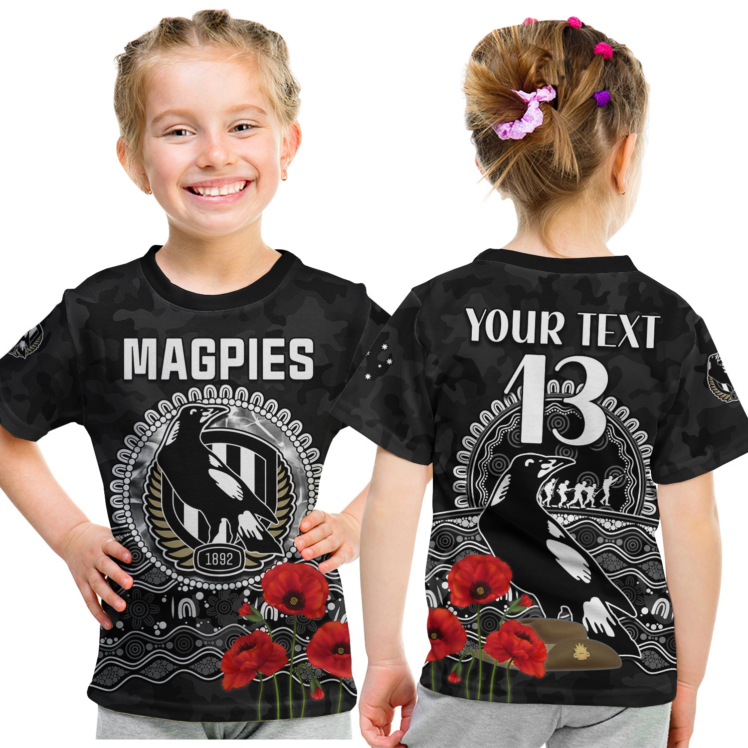 custom-text-and-number-magpies-football-anzac-day-t-shirt-kid-speical-poppy-mix-aboriginal