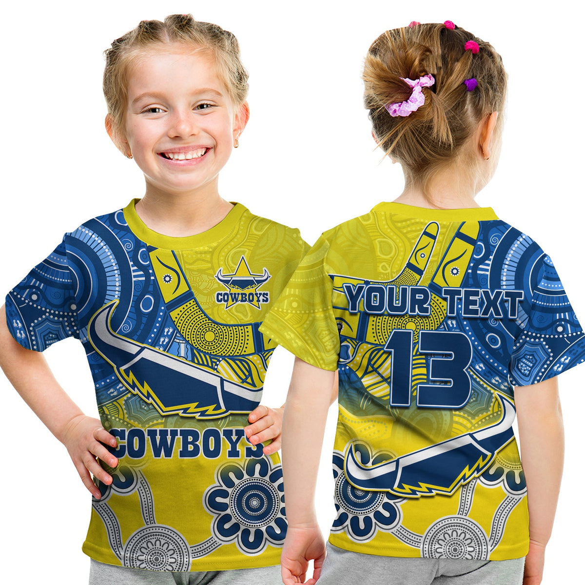 custom-text-and-number-cowboys-rugby-t-shirt-kid-aboriginal-boomerang-go-premiers-north-queensland