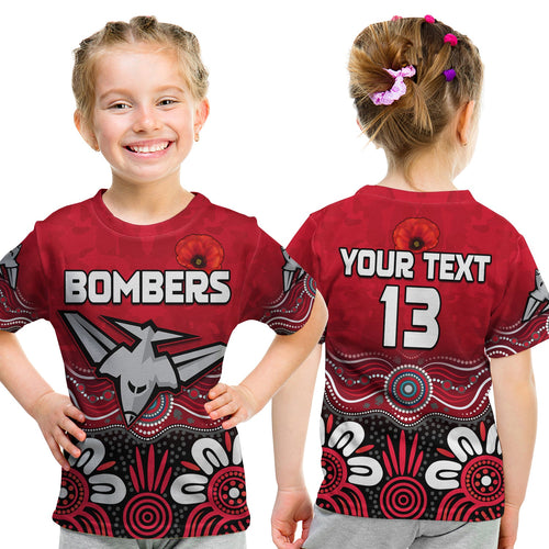 custom-text-and-number-bombers-anzac-2022-t-shirt-kid-essendon-football-aboriginal-remember-them