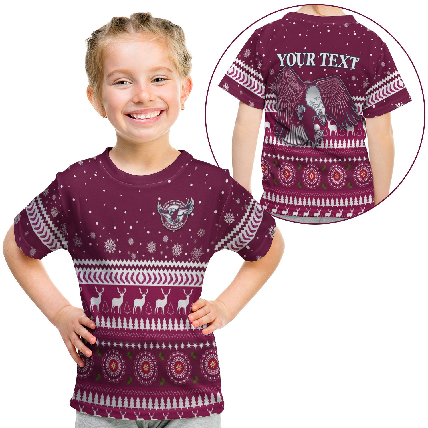 custom-personalised-sea-eagles-christmas-t-shirt-kid-manly-warringah