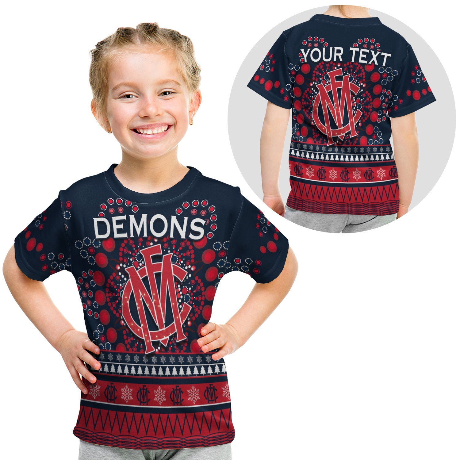 custom-personalised-demons-merry-christmas-t-shirt-kid-melbourne-football-indigenous
