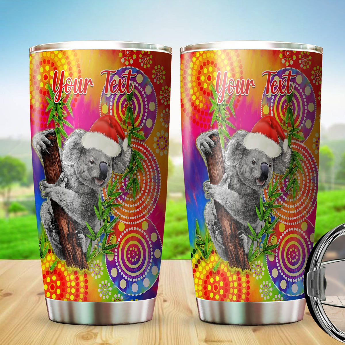 australia-koala-aboriginal-tumbler-rainbow-tie-dye-merry-christmas