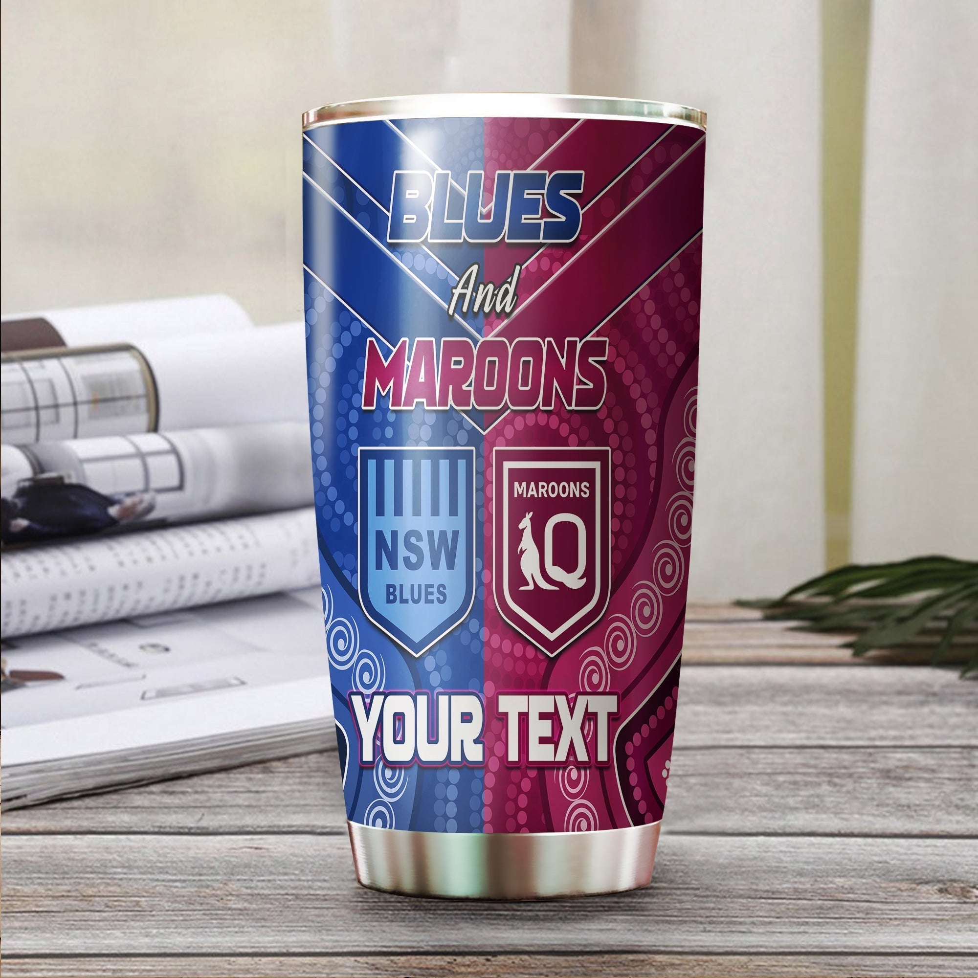 custom-personalised-blues-and-maroons-rugby-tumbler-origin-nsw-combine-queensland-aboriginal-australian-lt13
