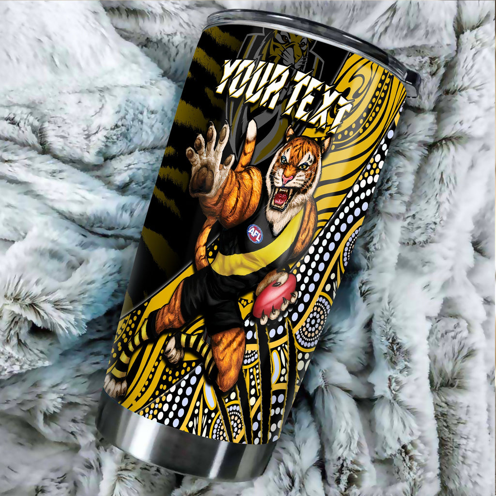custom-personalised-richmond-football-tumbler-aboriginal-go-the-tigers-mascot