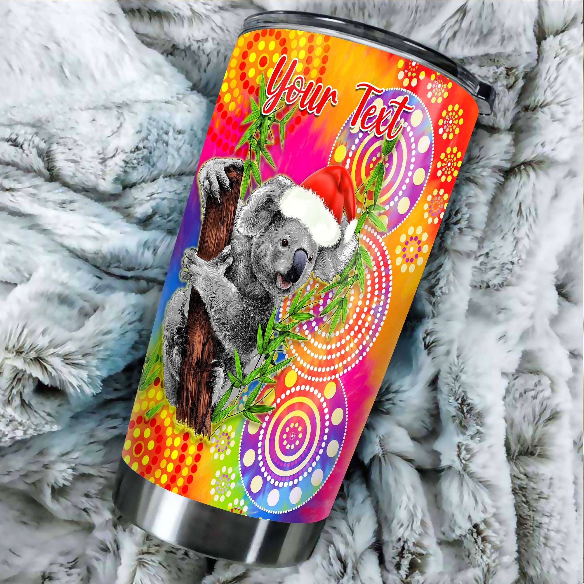 australia-koala-aboriginal-tumbler-rainbow-tie-dye-merry-christmas