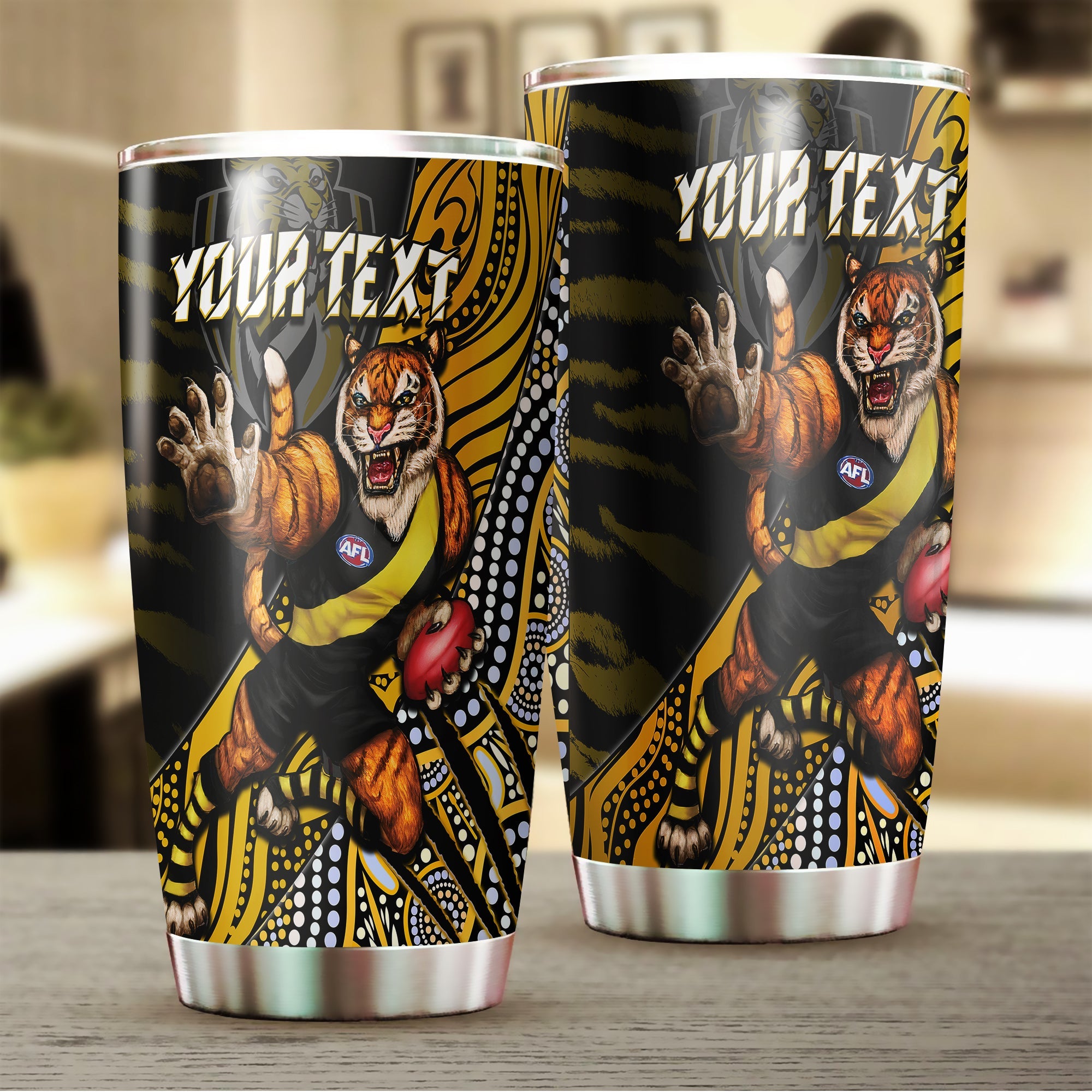 custom-personalised-richmond-football-tumbler-aboriginal-go-the-tigers-mascot