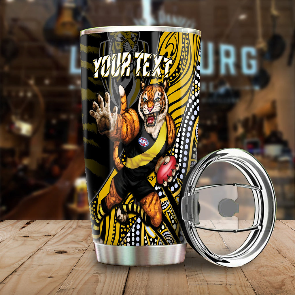 custom-personalised-richmond-football-tumbler-aboriginal-go-the-tigers-mascot