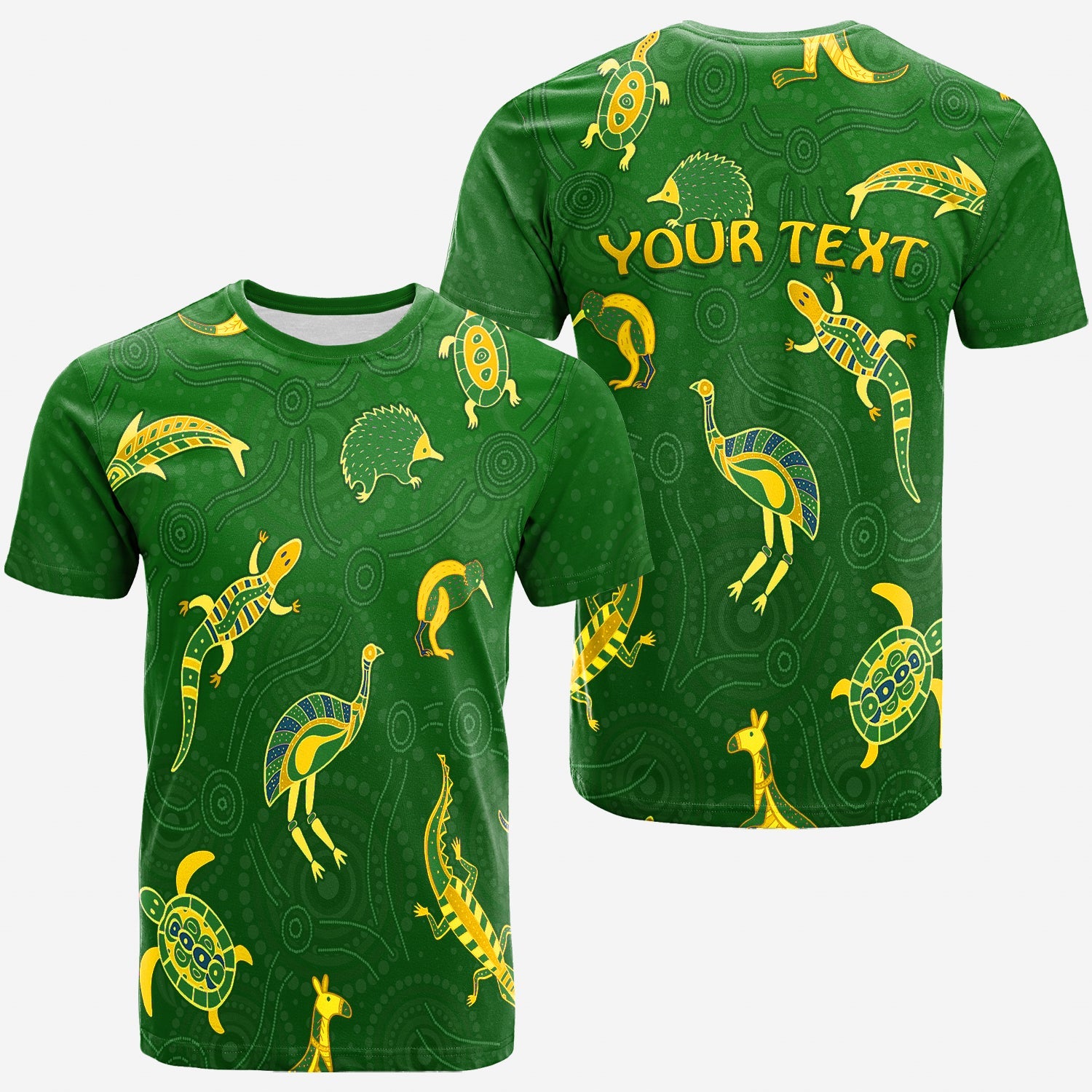 custom-personalised-aboriginal-art-t-shirt-animals-australia-version-green